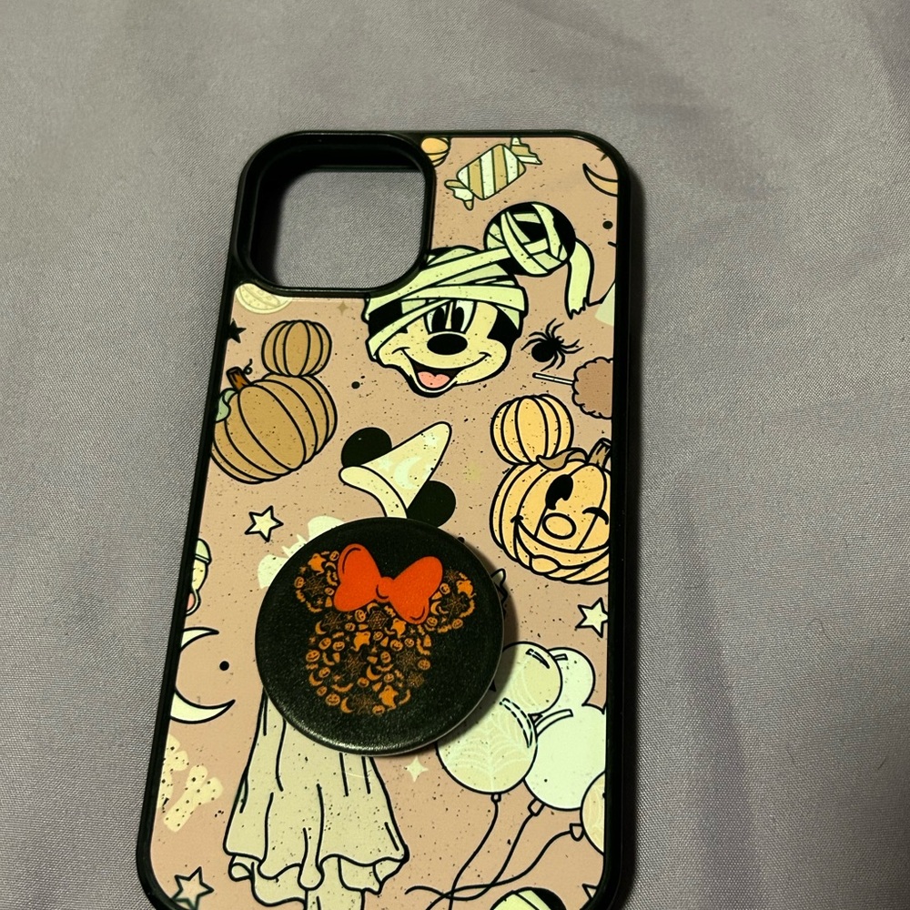 Black and Orange iPhone Case with Halloween Mickey Design iPhone 14
